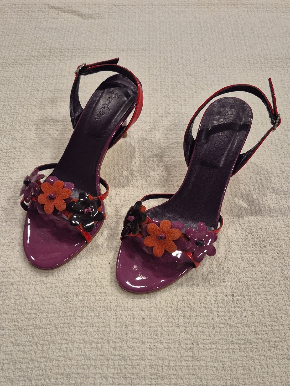 Boden Floral Heeled Sandals Ankle Strap Size 38